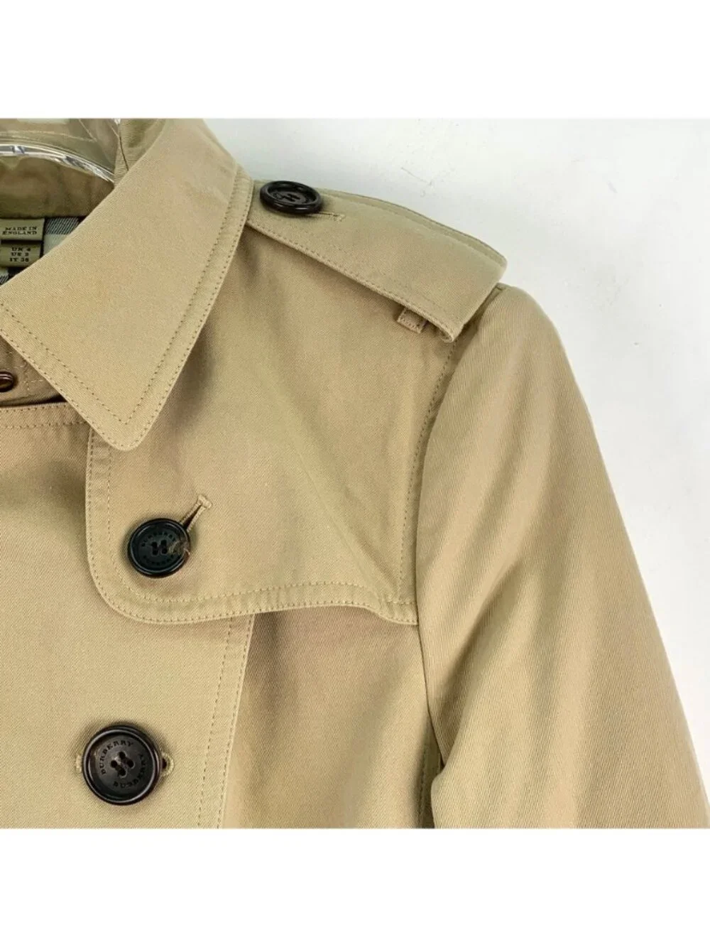 Burberry Brown Cotton Double-Breasted Trench Coat - Picture 3 of 7